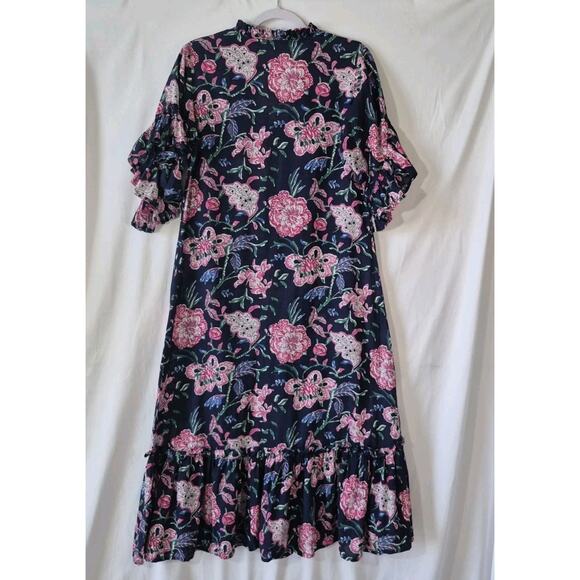 Fitzroy & Willa Womens Purple Blue Floral Flutter Sleeve Maxi Dress Small - Picture 6 of 7